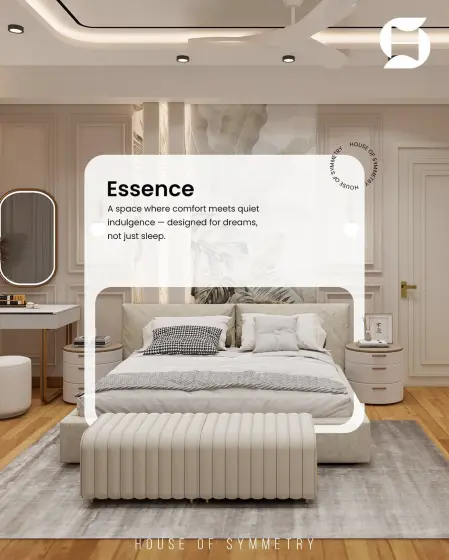 Glass-card quote over luxe interior photo