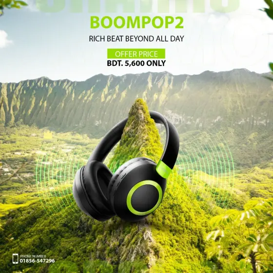 Headphones over landscape offer hero