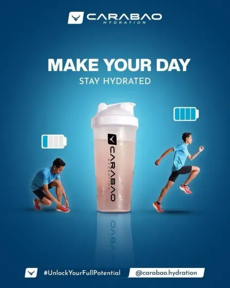 Hydration bottle with battery-charge metaphor