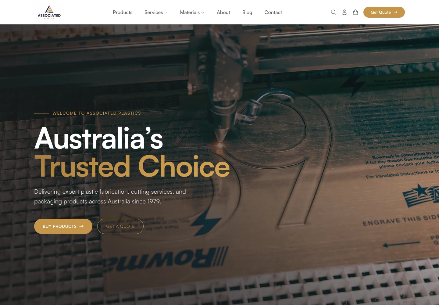 Associated Plastics' new storefront home page