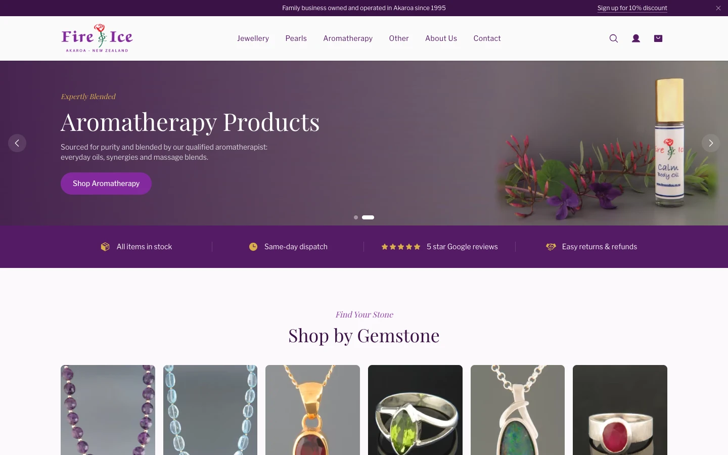 Fire and Ice: an Akaroa gemstone shop that ships worldwide case study