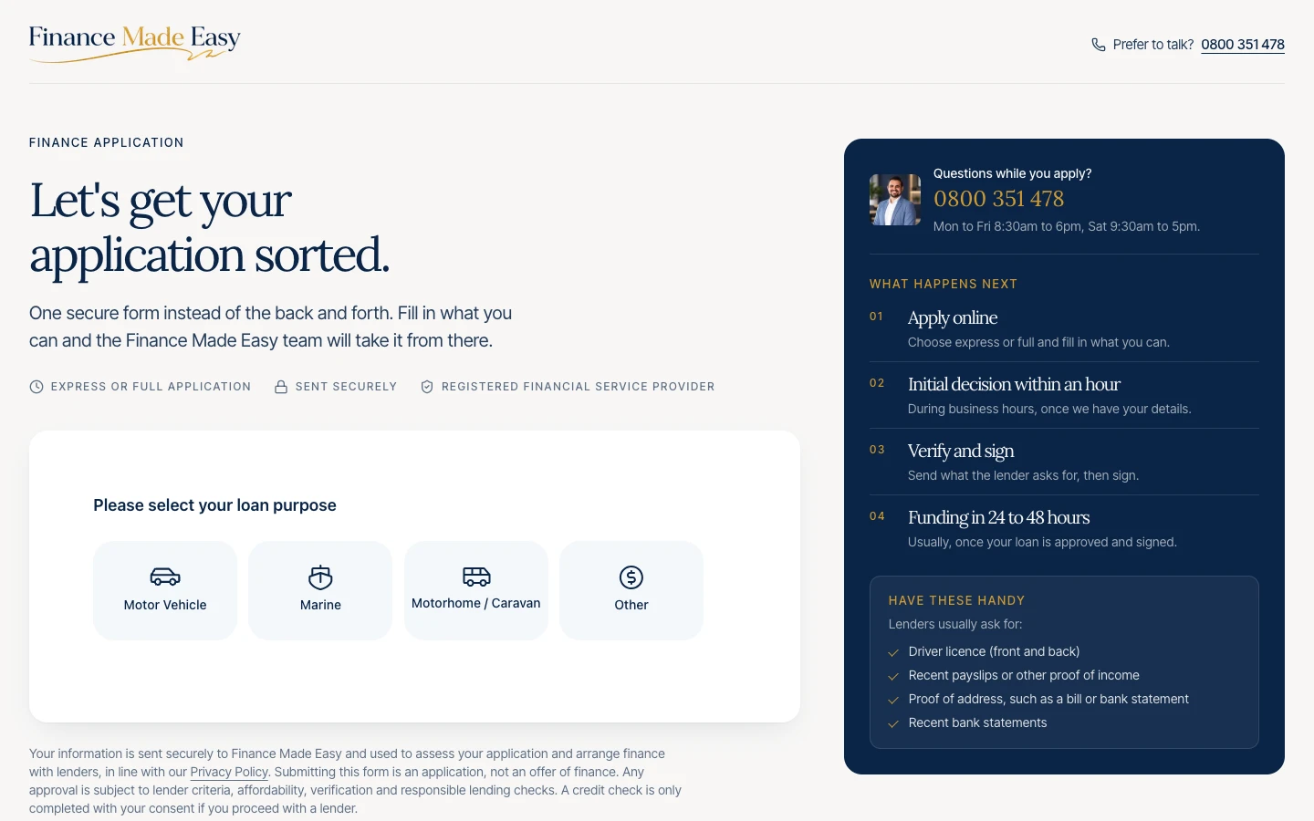 Finance Made Easy: vehicle and personal loans, applied for online website screenshot 4