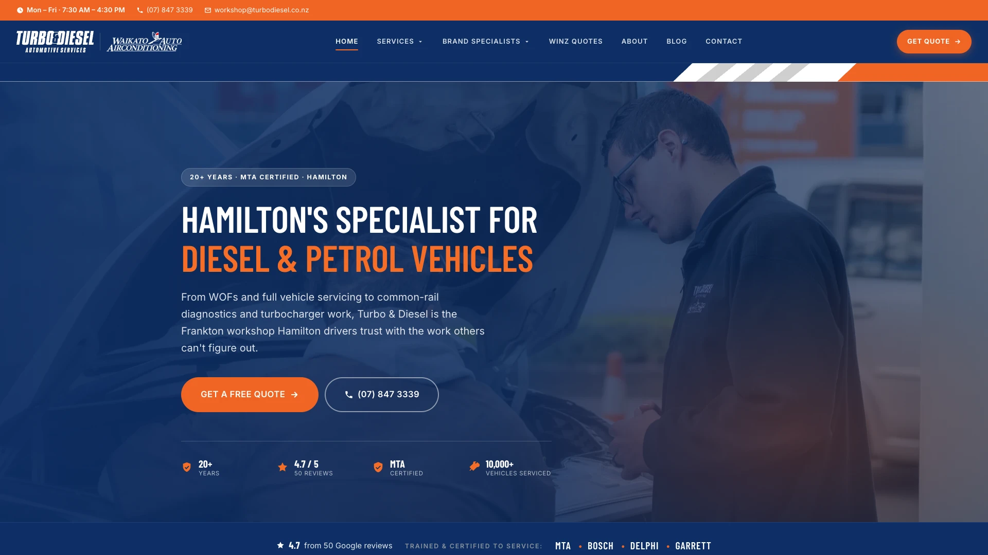 A specialist-services website rebuild for Turbo & Diesel Automotive Services website
